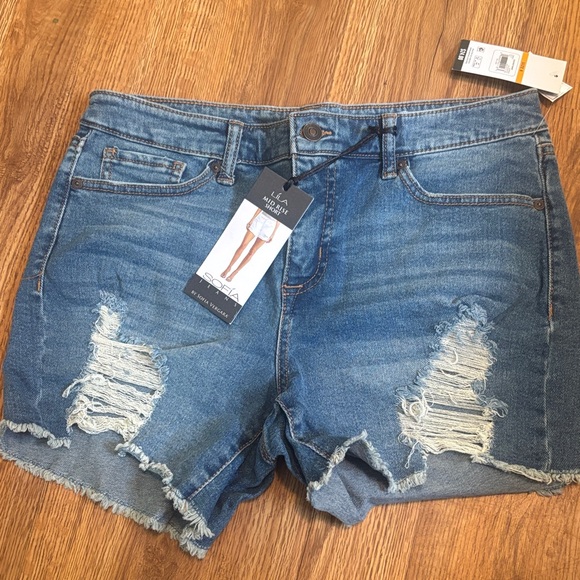 L.A. Blues Pants - L.A. Blues Women's Ripped Jean Shorts - Classic Blue